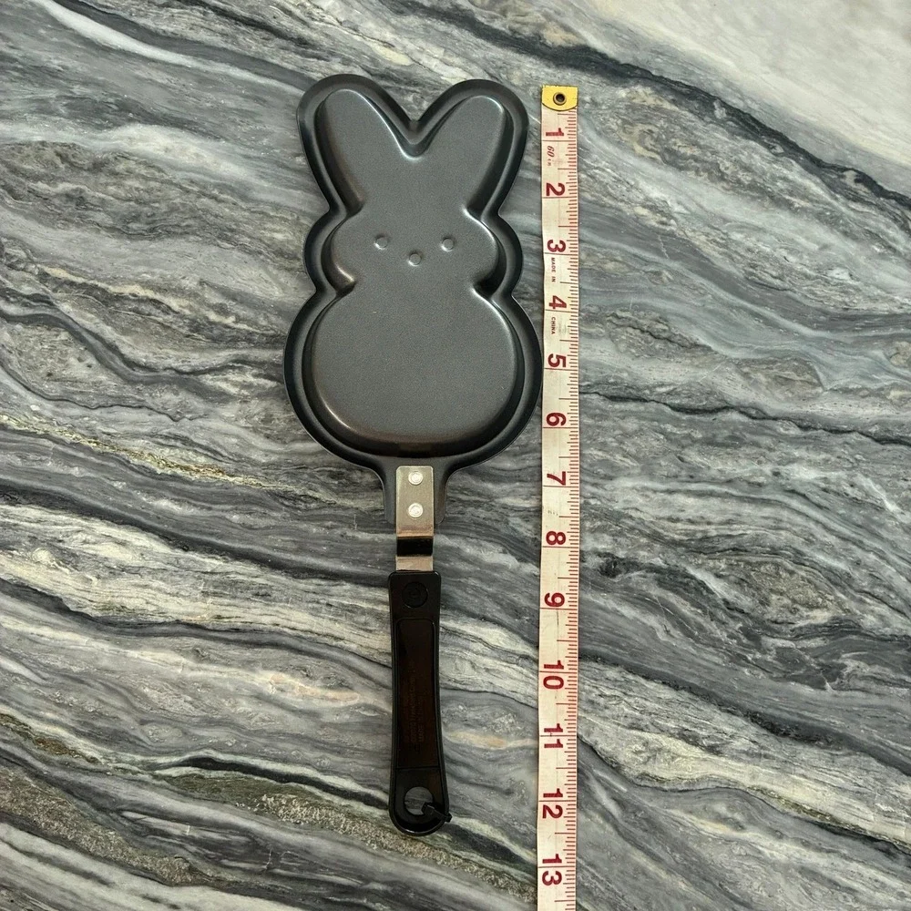Peeps Bunny Mini Pancake Pan Non-Stick Easter Rabbit Skillet Black